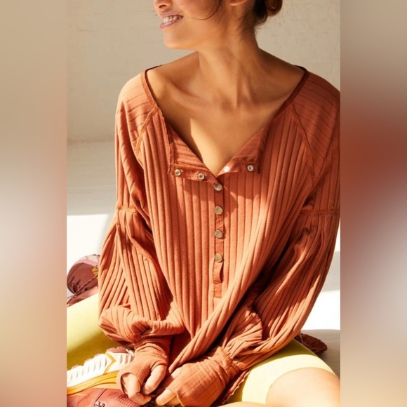 FREE PEOPLE Bella Layer Spicer Copper Thermal Top - Picture 1 of 4